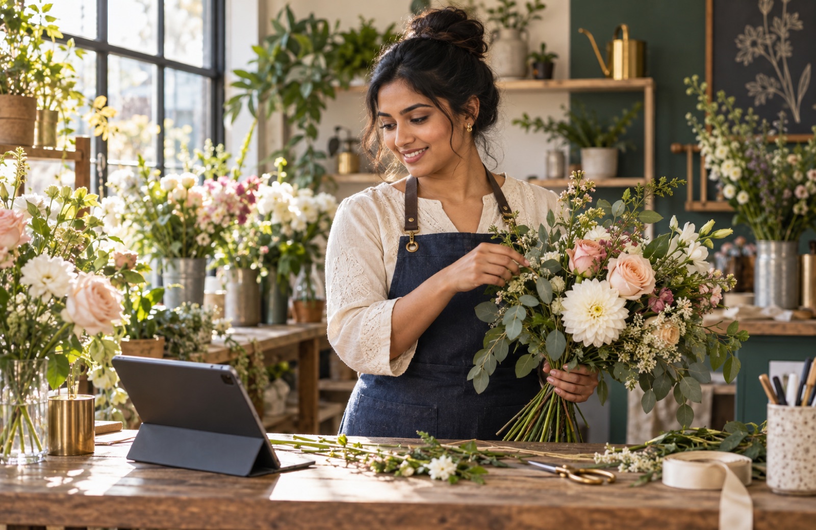 Florist growing her independent service business