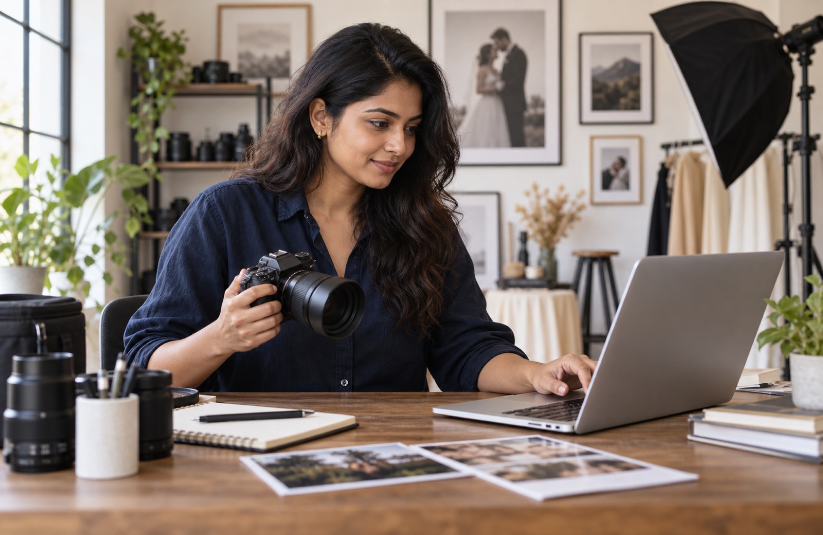 Photographer setting her services and pricing
